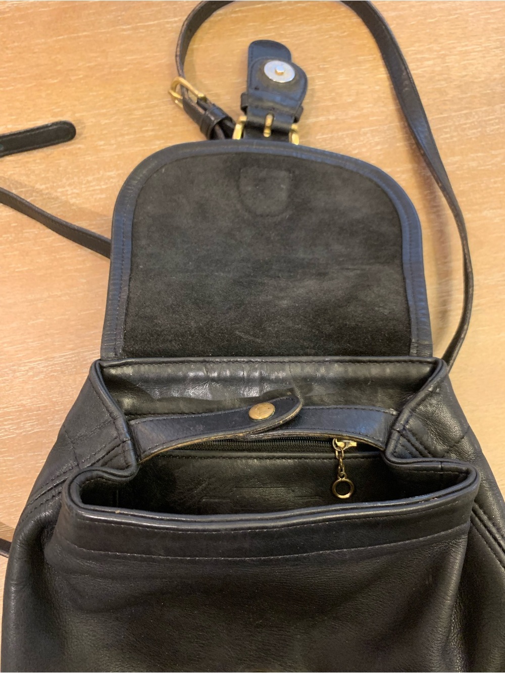 Vintage Coach Black Leather Mini Backpack with Brass-Tone Buckle 4152 - Picture 3 of 11